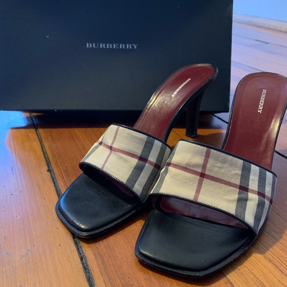 Burberry Camel 8cm Mule Sandals